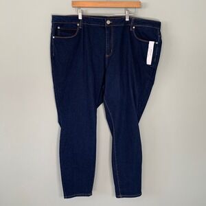 NEW Tahari Kelly Mid-Rise Skinny Jeans Dark Indigo Wash Plus Size 24W